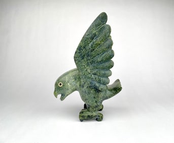 Toonoo Sharky (Inuit, Cape Dorset) Serpentine 'Bird' Sculpture