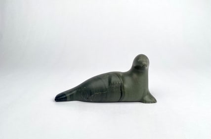 Silas M. Mannuk (Inuit) Soapstone Seal Sculpture