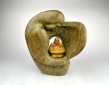 Stewart Steinhauer (Cree) 'Two Souls Touching' Carved Sculpture