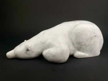 Large Inuit Carved Marble Polar Bear Sculpture