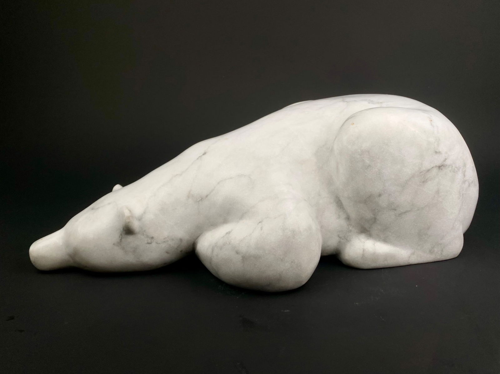 Large Inuit Carved Marble Polar Bear Sculpture (1 of 9)