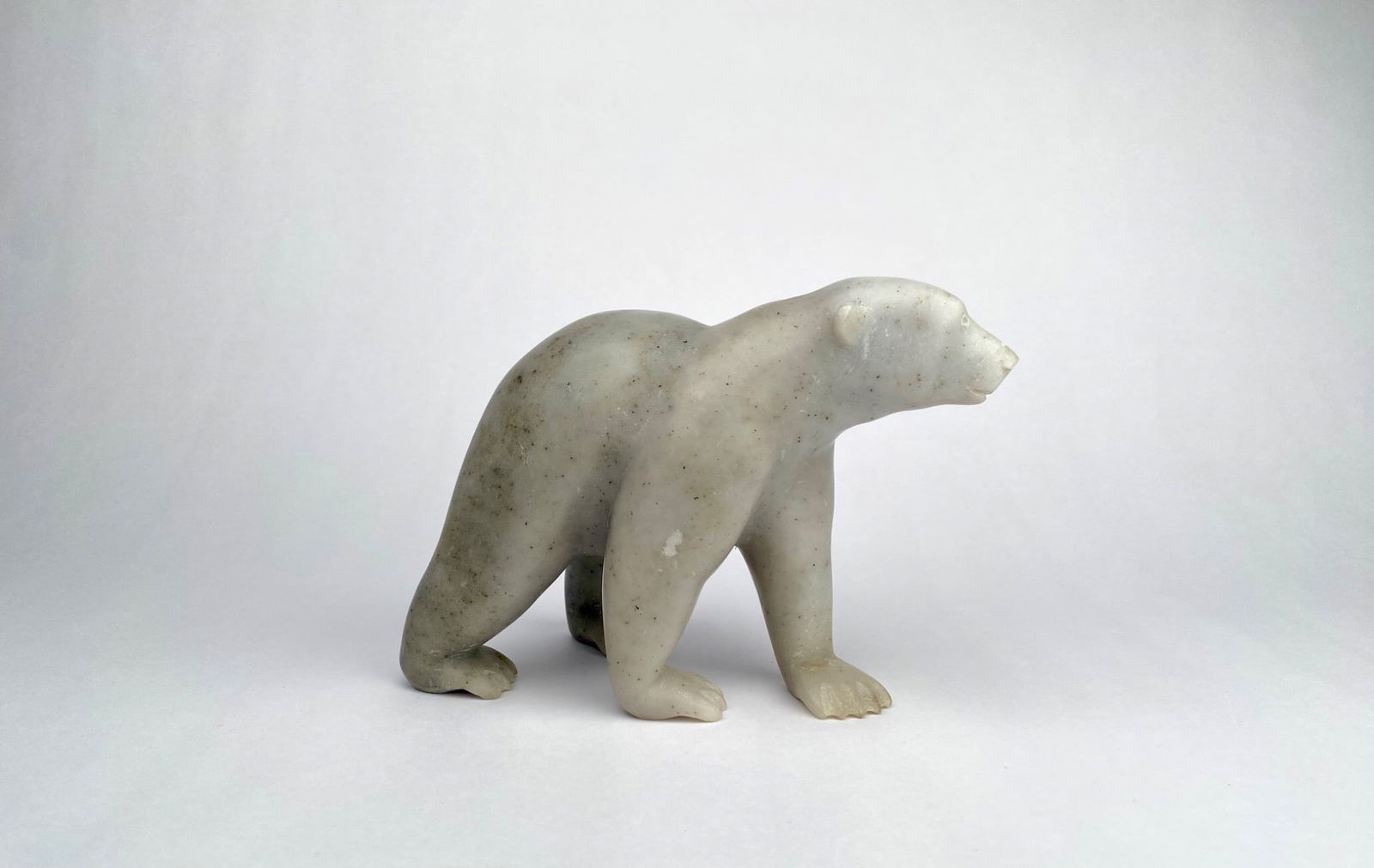 Inuit Carved Stone Polar Bear Sculpture, Signed, Unidentified Artist (1 of 10)