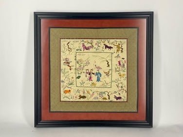 Framed Chinese Embroidery Textile Art