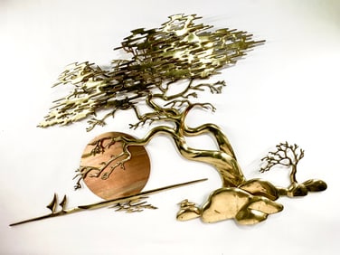 1985 Bijan Signed Brass & Copper Wall Sculpture