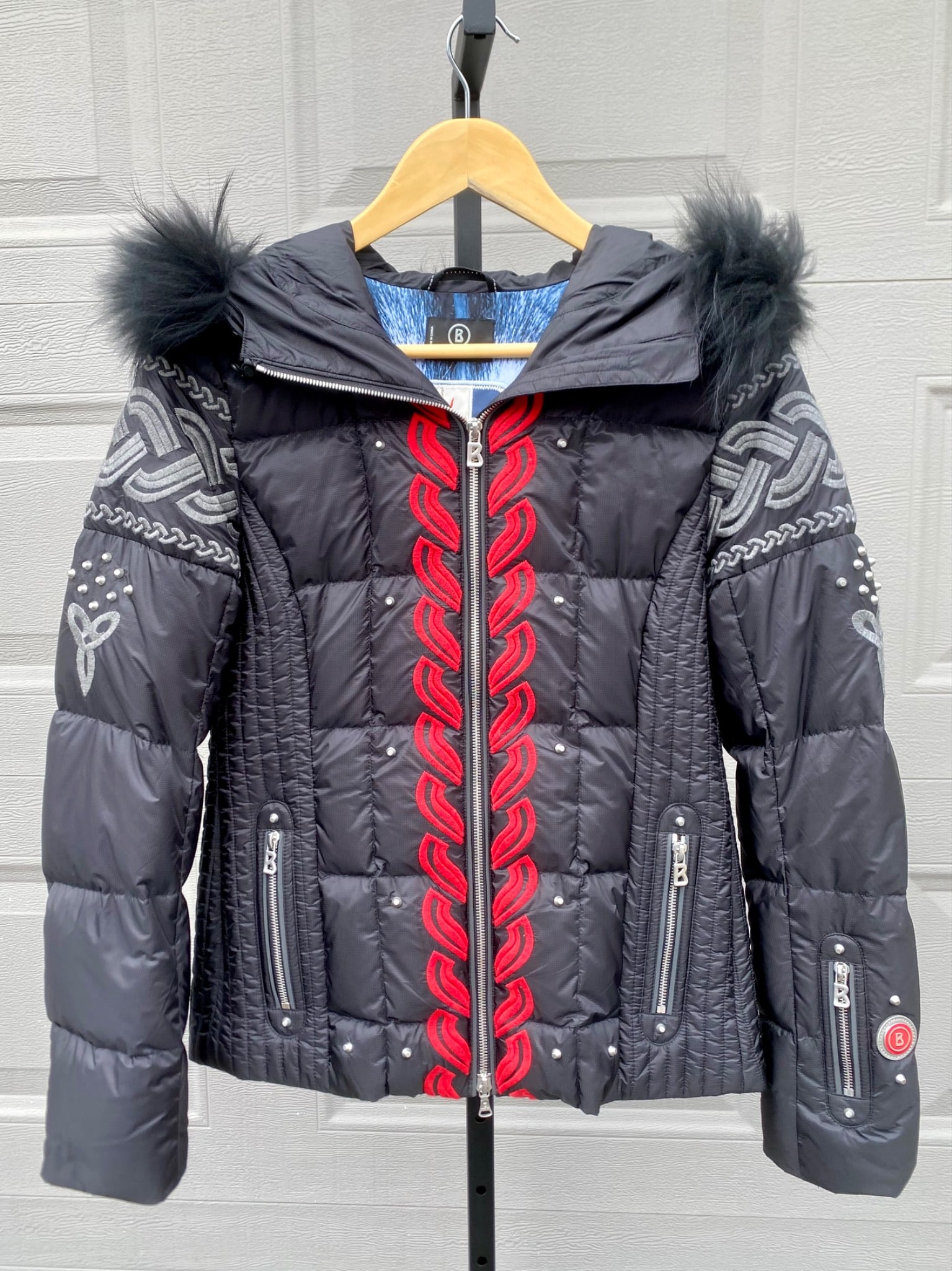 Bogner Goan Thxman Down Jacket with Embroidery and Fur Trim, Size US 6 (1 of 12)