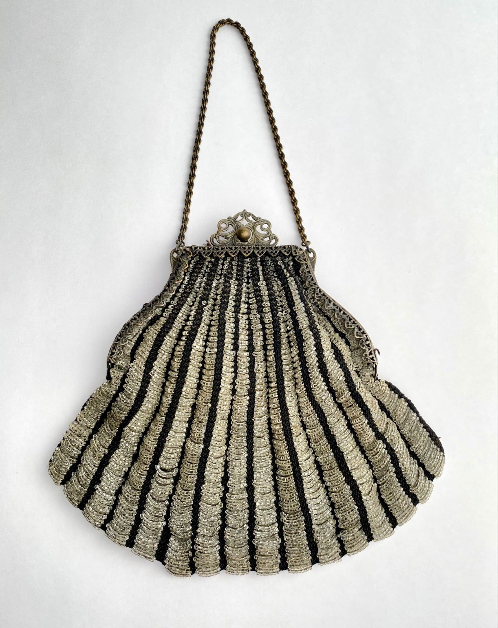 Vintage Beaded Evening Bag with Metal Frame and Chain Strap (1 of 9)