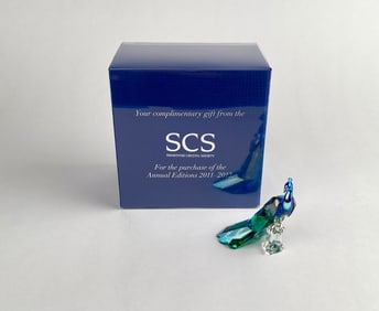 Swarovski SCS Crystal Peacock Figurine with Original Box