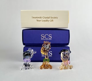 Swarovski Crystal Society Loyalty Gift Figurines in Original Boxes (Zebra, Giraffe, & Cheetah)