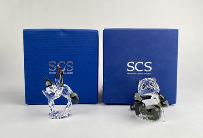 Swarovski Crystal (SCS) ‘Panda Cub’ & ‘Red Crowned Cranes’ with Original Boxes