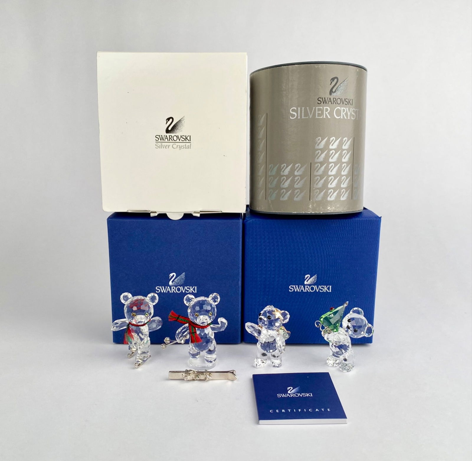 Swarovski Crystal ‘Kris Bear’ Christmas Figurine Set of 4 with Boxes (1 of 4)