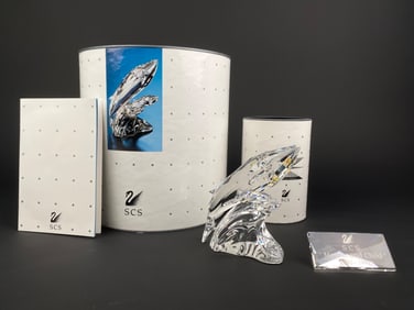 Swarovski SCS Annual Edition 1992 ‘Care for Me’ – The Whales with Original Box, Plaque & COA