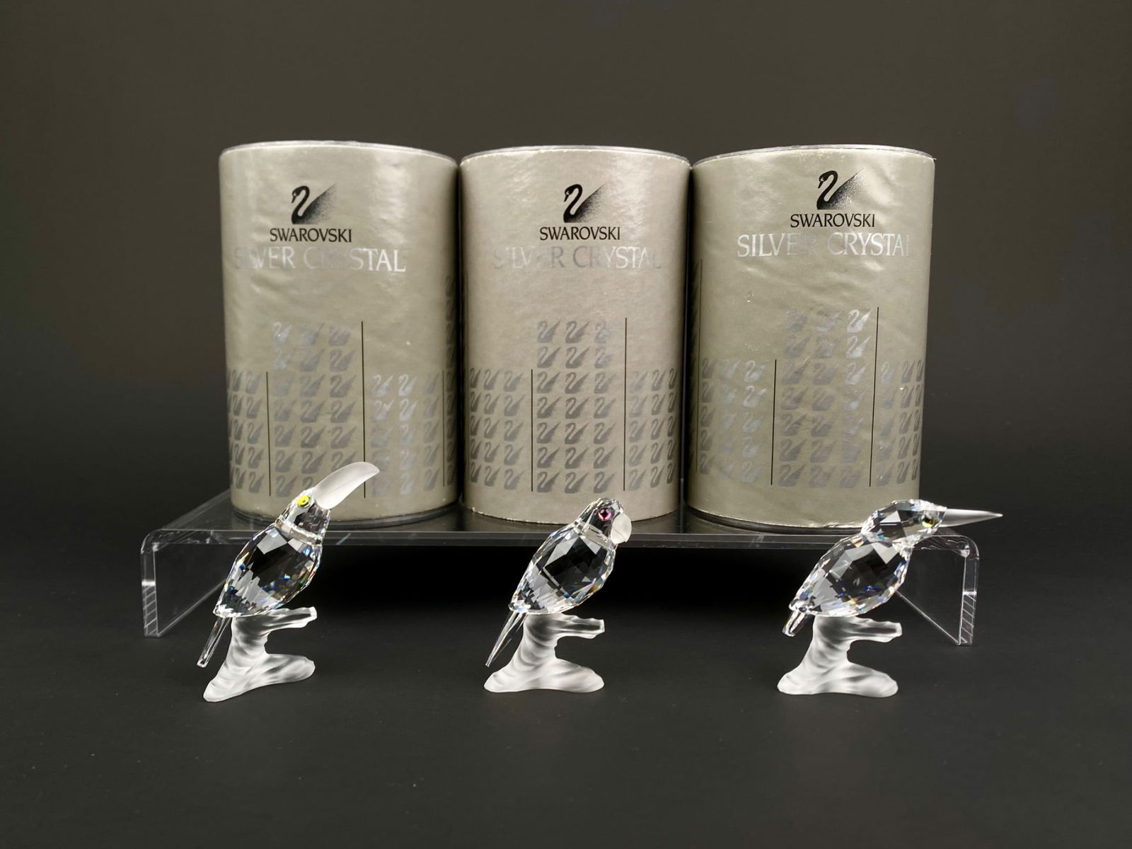 Swarovski Silver Crystal Exotic Bird Trio – Toucan, Parrot, Kingfisher with Original Boxes (1 of 12)