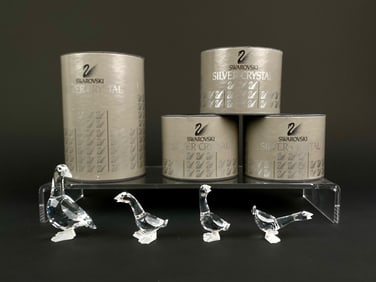 Swarovski Silver Crystal ‘Geese Family’ Four-Piece Collection with Original Boxes