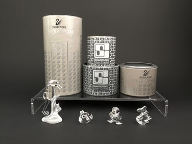 Swarovski Silver Crystal ‘Underwater Friends’ Figurine Set – Seahorse, Fish, Seal, Pufferfish