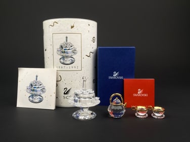 Swarovski Crystal Birthday Cake and Tea Set Collection with Original Boxes