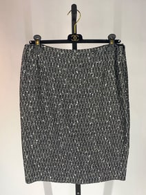 Chanel Black & White Tweed Skirt, Size 42