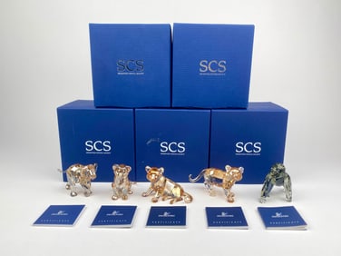 Swarovski Crystal Society ‘Endangered Wildlife’ Five-Piece Figurine Set with Original Boxes and