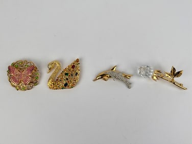 Set of Four Swarovski Brooches with Original Boxes