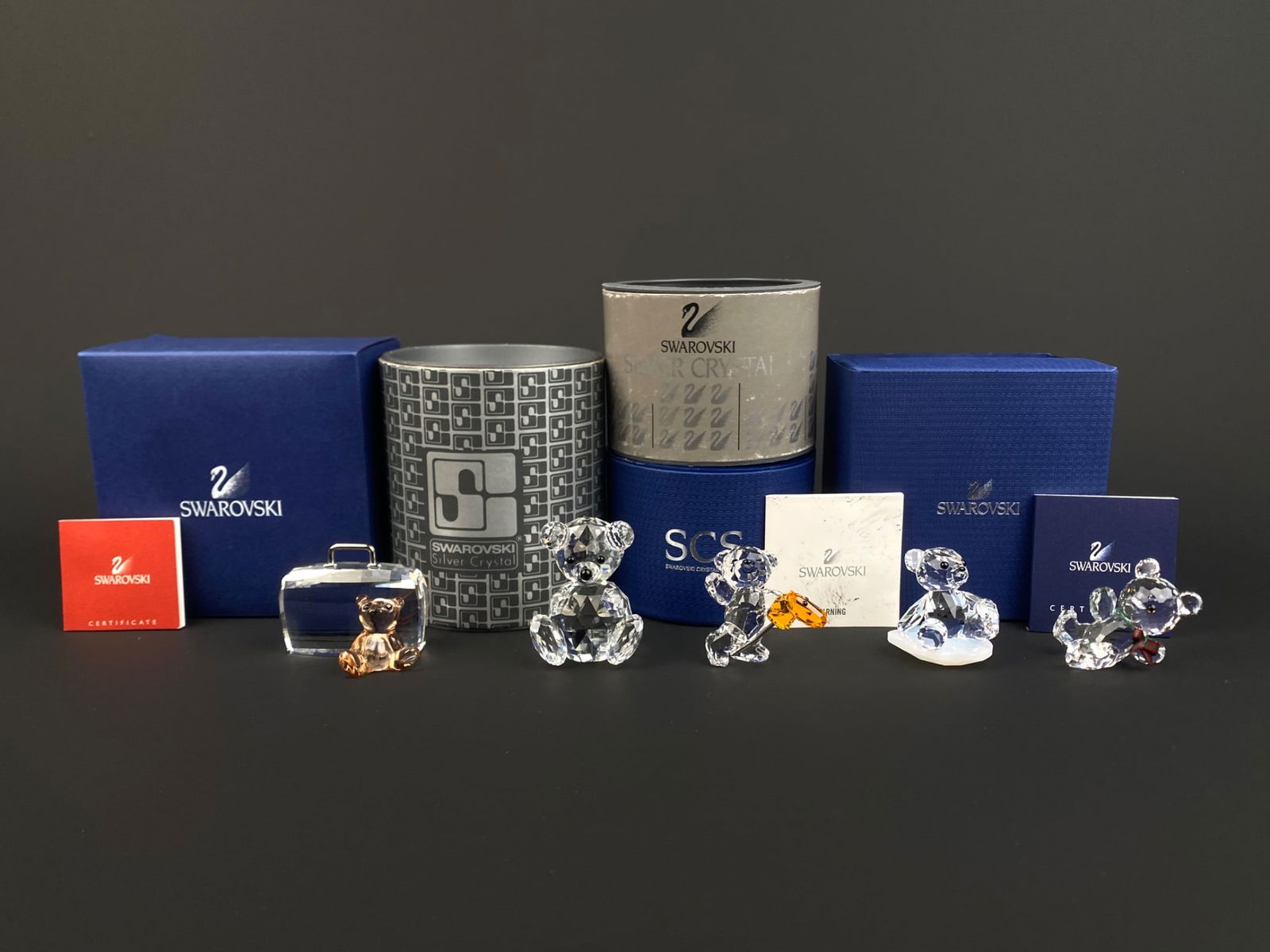 Swarovski Figural Crystal Lot of Five Bears in Original Boxes (1 of 9)