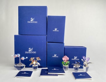 Swarovski Crystal Flower Miniature Collection with Original Boxes
