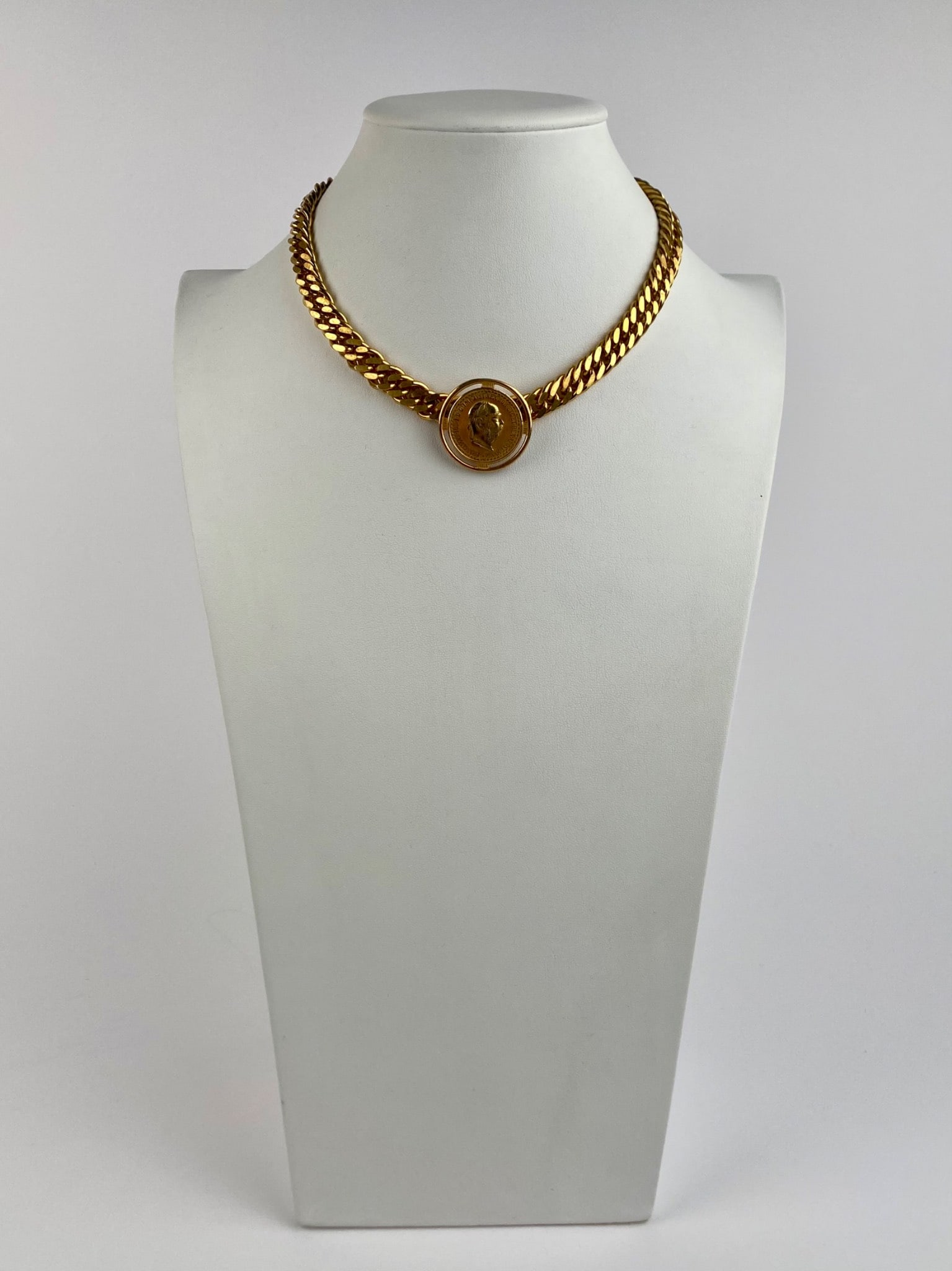Signed Miriam Haskell Gold-Tone Chain Necklace with Austrian Coin Medallion (1 of 11)