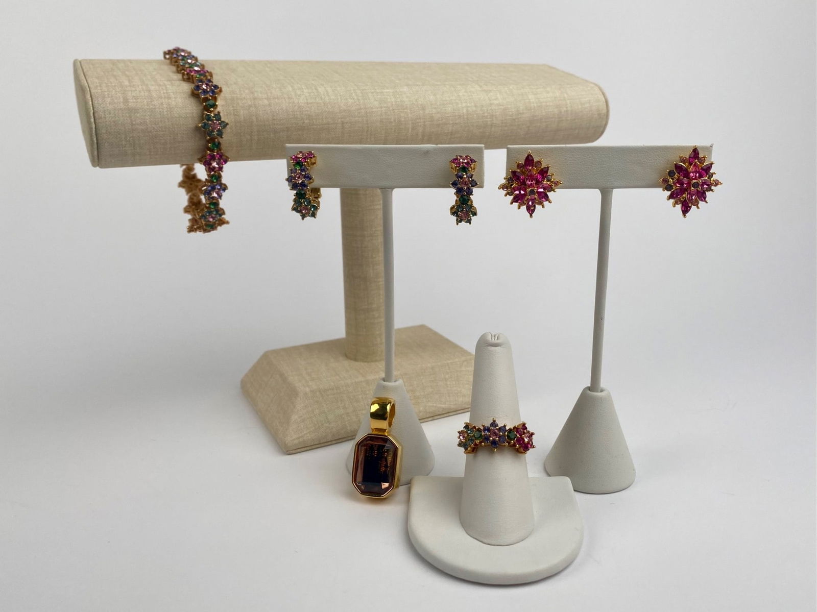 Joan Rivers Multi-Color Floral Rhinestone Jewelry Set with Pendant (1 of 12)