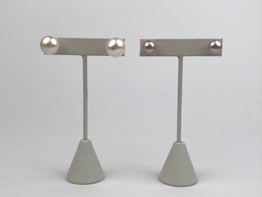 Pair of Cultured Freshwater Pearl Stud Earrings in 10K & 14K Yellow Gold