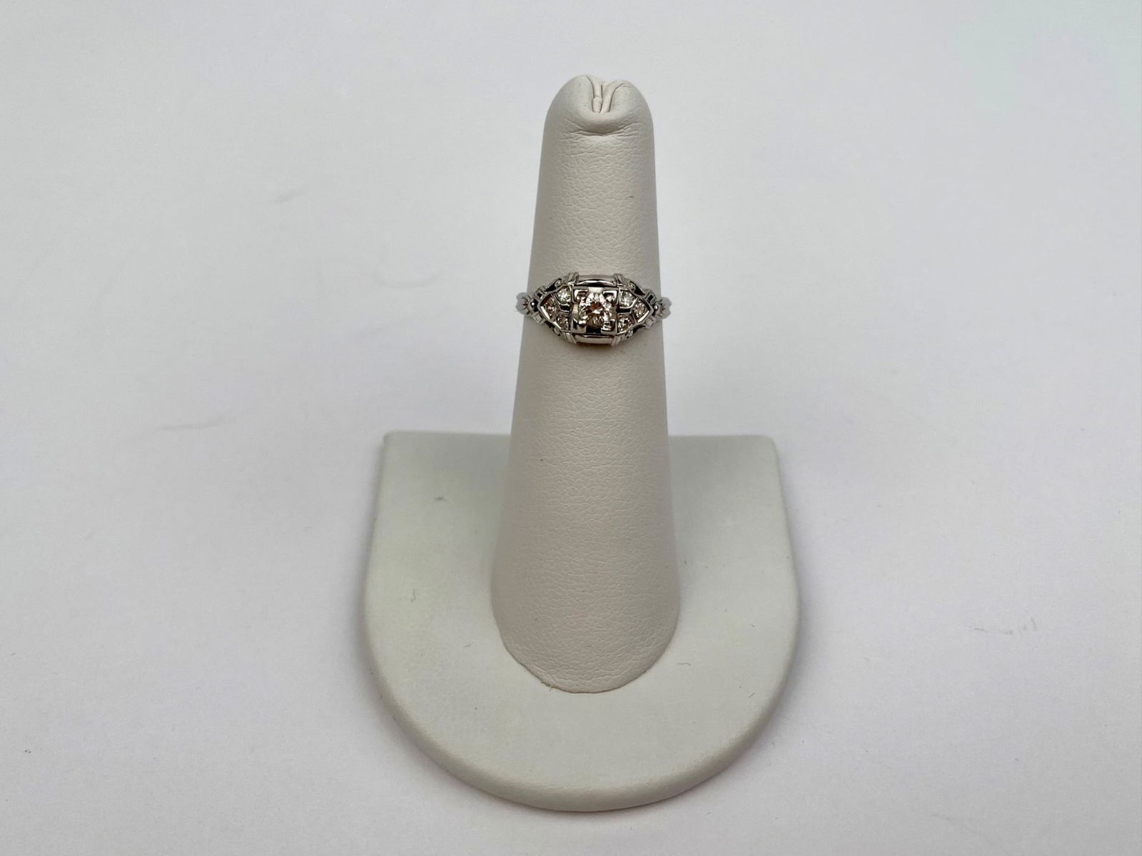 Art Deco Style 18K White Gold Diamond Ring (1 of 8)