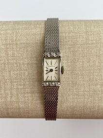 Longines 10K Rolled Gold Plate Ladies Diamond-Accent Bezel Wristwatch