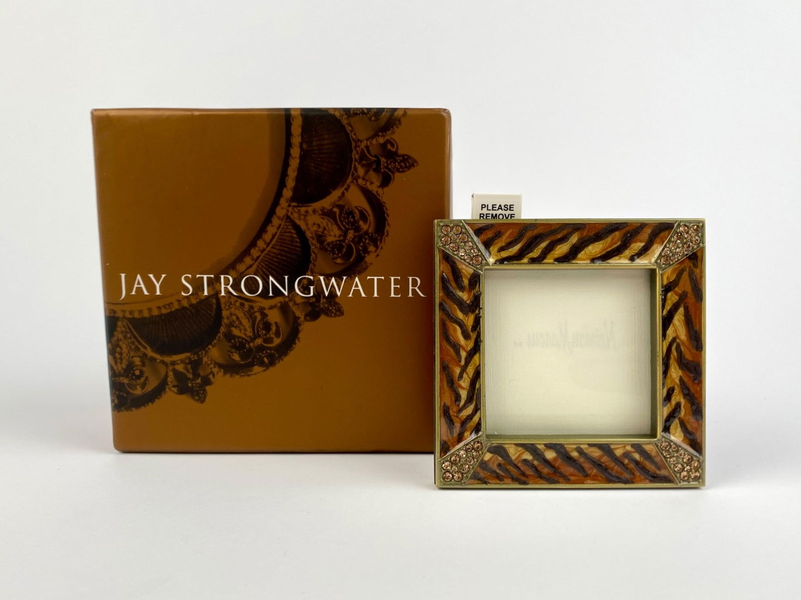Jay Strongwater Tiger Enamel & Swarovski Crystal Mini Frame with Box (1 of 11)