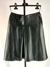 Chanel Black Quilted Lambskin A-Line Skirt, Size 44