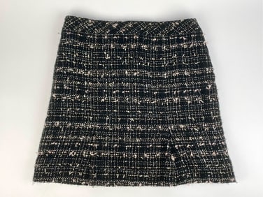 Chanel Black & Ivory Boucle Tweed Mini Skirt