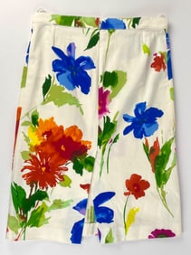 Dolce & Gabbana Floral Print Cotton Skirt & Silk Scarf Set, Size 38