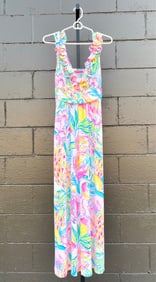 Lilly Pulitzer XS Sleeveless Colorful Maxi Dress with Ruffle Details