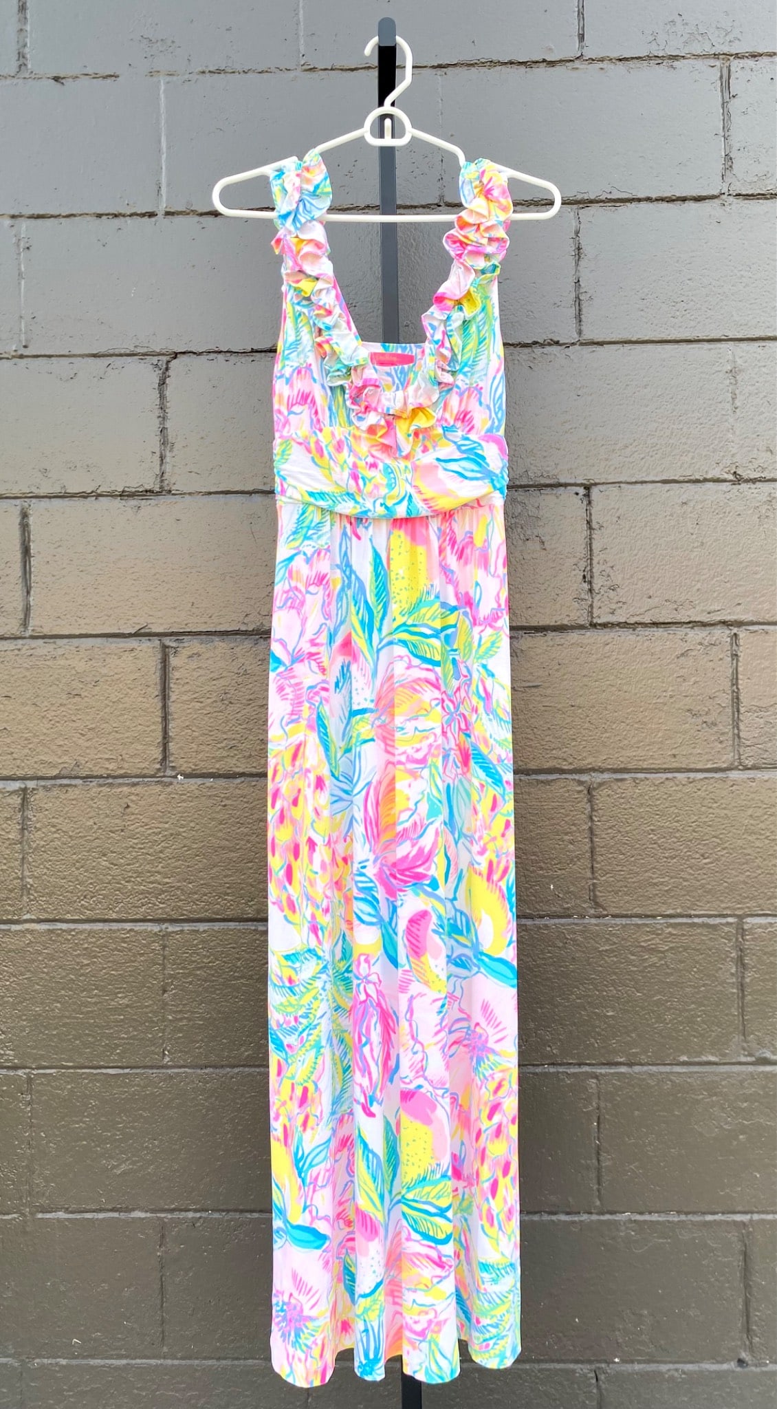 Lilly Pulitzer XS Sleeveless Colorful Maxi Dress with Ruffle Details (1 of 9)