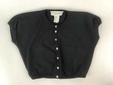 Dolce & Gabbana Black Button-Front Knit Crop Top, Size 44