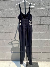 Herve Leger by Max Azria XS Black Bandage Cut-Out Jumpsuit
