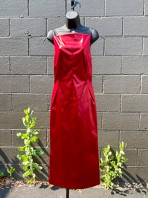 Dolce & Gabbana Red Satin Bodycon Dress, Size 44