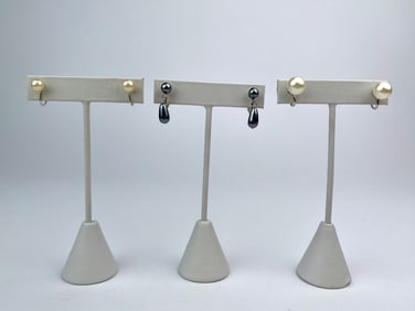 Set of Three Pairs of Faux Pearl Clip-On Earrings