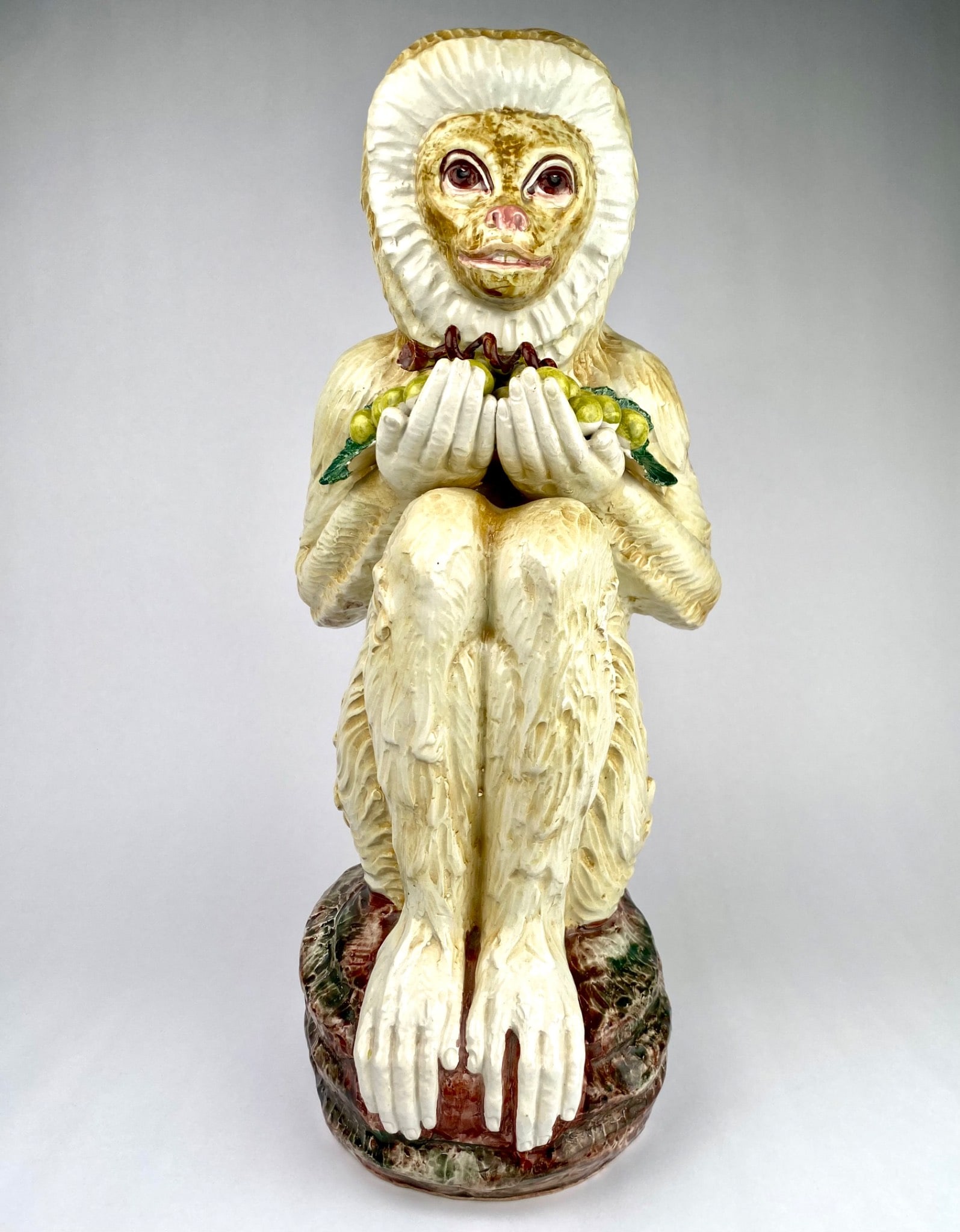 Italian Majolica Monkey Table Lamp Base with Grapes (1 of 12)