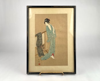 Framed Woodblock Print ‘Beauty in Bath-Dress’ by Toyokuni Utagawa