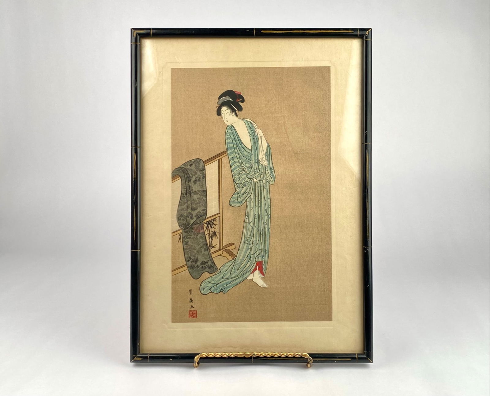 Framed Woodblock Print ‘Beauty in Bath-Dress’ by Toyokuni Utagawa (1 of 9)