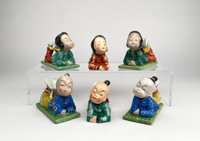 Set of Six Occupied Japan Porcelain Children Figurines