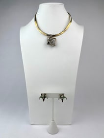 Sharon Sims Studio Mixed Metal Jewelry Set “Making Plans?? Necklace and “I Wonder?? Earrings