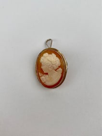 Vintage Sterling Silver Shell Cameo Pendant Brooch