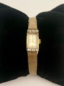 Longines Women 10K Rolled Gold Plate Watch with Diamond Accents