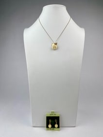 Vintage JCPenney Genuine Ivory and 14K Gold Filled Rose Jewelry Set