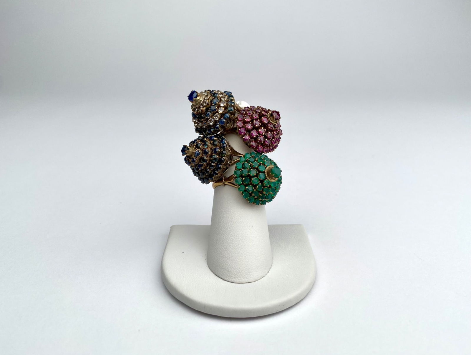 Set of Four 14K Gold Domed Cocktail Rings with Multi-Colored Stones (1 of 12)