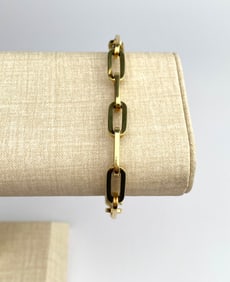 14K Yellow Gold Italian Rectangular Link Bracelet