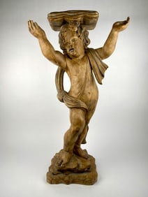 Large Composite Putto Pedestal Sculpture